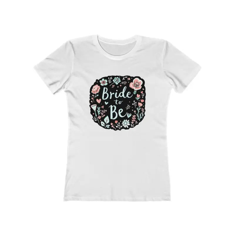 White t-shirt featuring floral Bride to Be design from Bride To Be T Shirt Collection