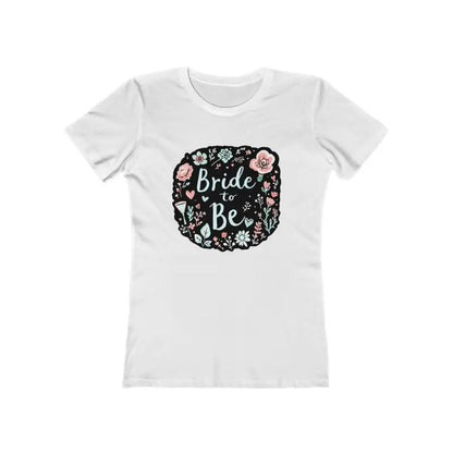 White t-shirt featuring floral Bride to Be design from Bride To Be T Shirt Collection