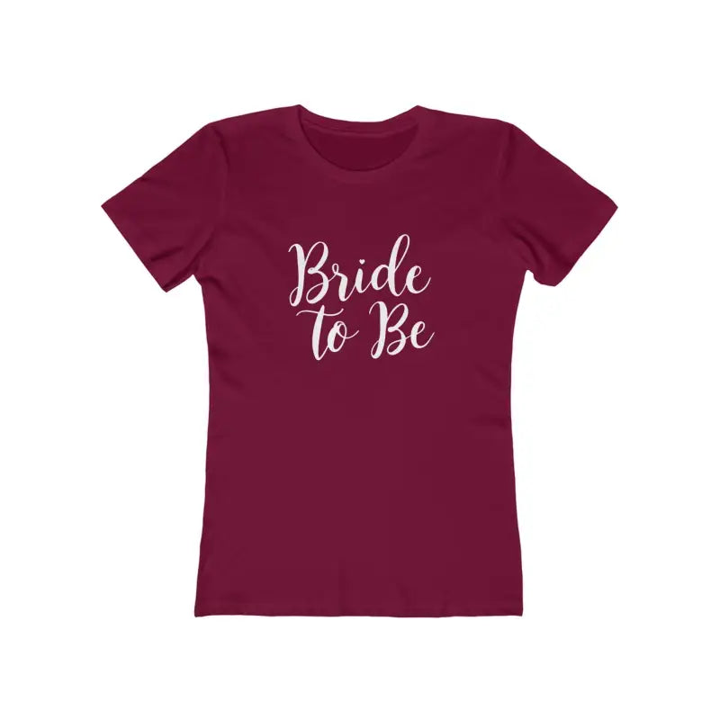 Burgundy Bride to Be t-shirt for engaged women in vibrant pink and turquoise design
