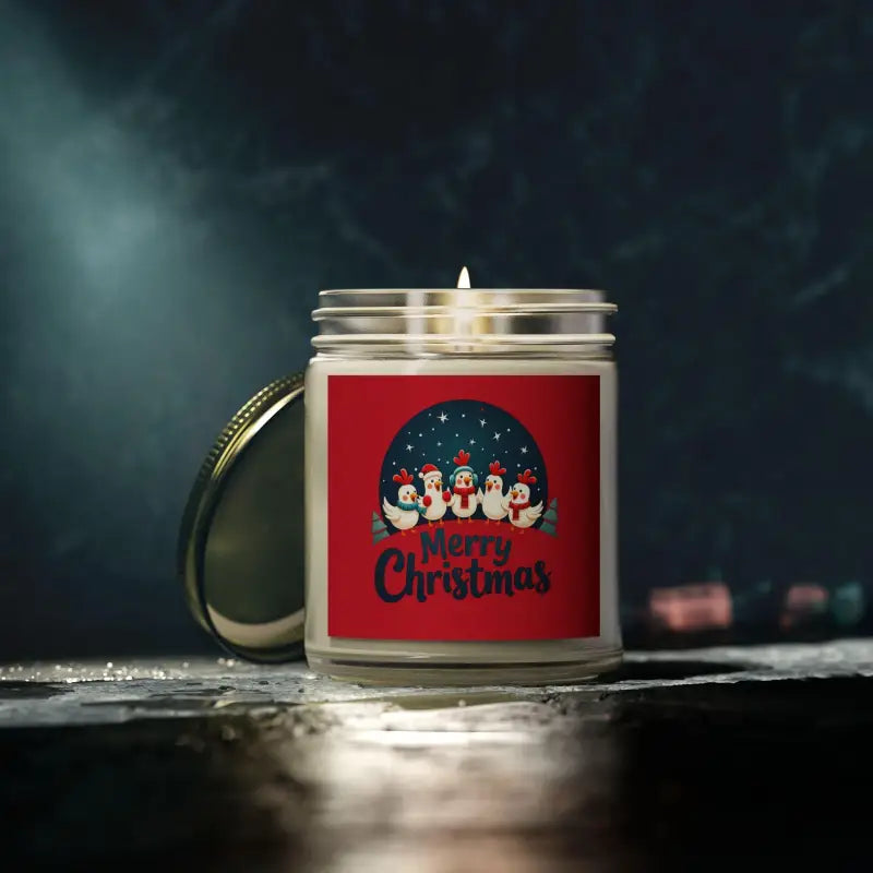Caroling Chicken Christmas Candle Coconut Apricot Wax Decor - Ocean State Styles
