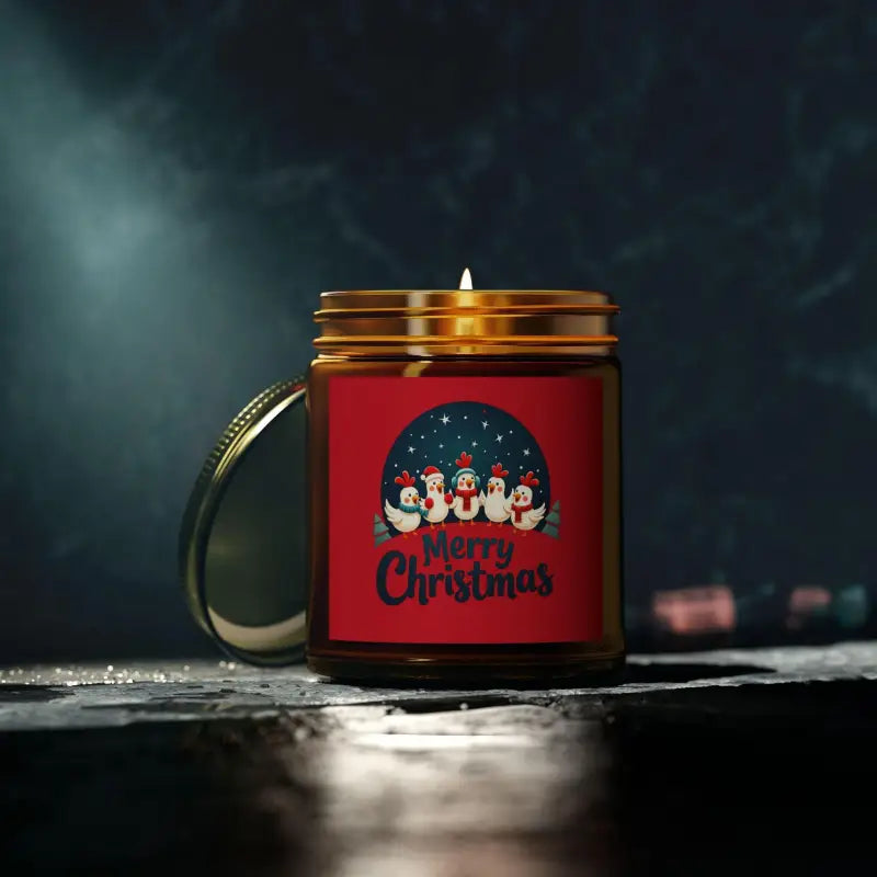Caroling Chicken Christmas Candle Coconut Apricot Wax Decor - Ocean State Styles