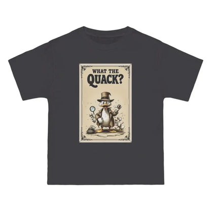 Gray t-shirt featuring a playful cartoon duck design from the Cartoon Duck Detective T Shirt Collection