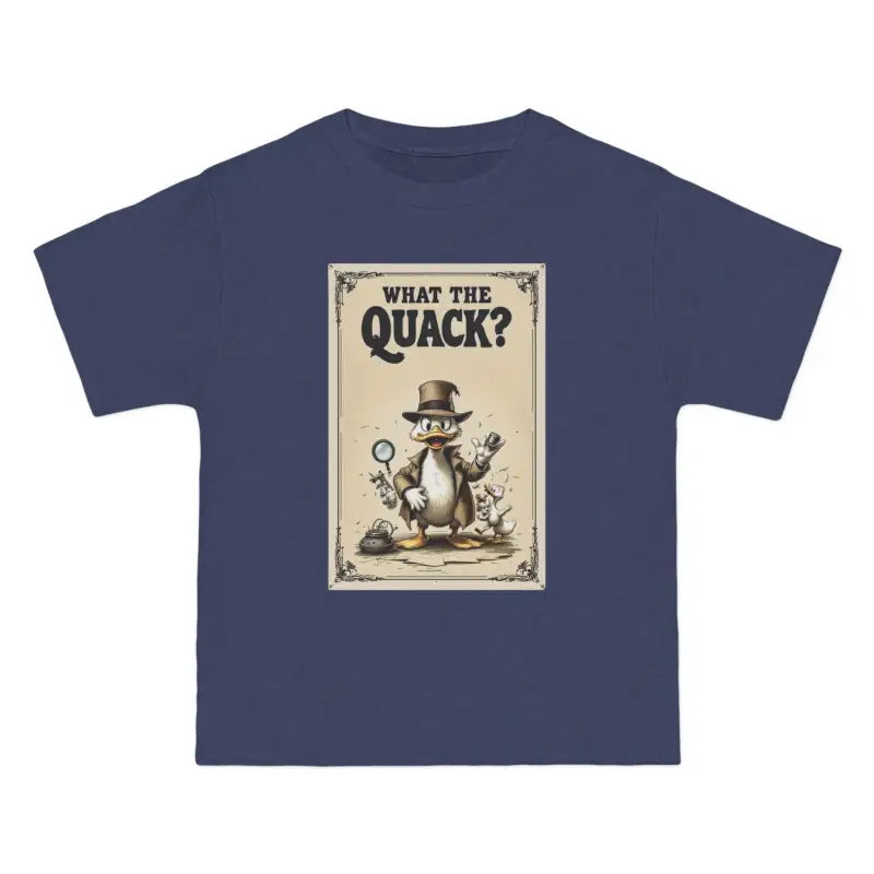 Navy blue t-shirt featuring cartoon duck detective graphic from Cartoon Duck Detective T Shirt Collection