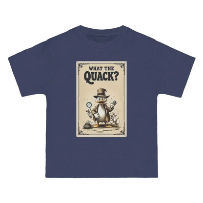 Navy blue t-shirt featuring cartoon duck detective graphic from Cartoon Duck Detective T Shirt Collection