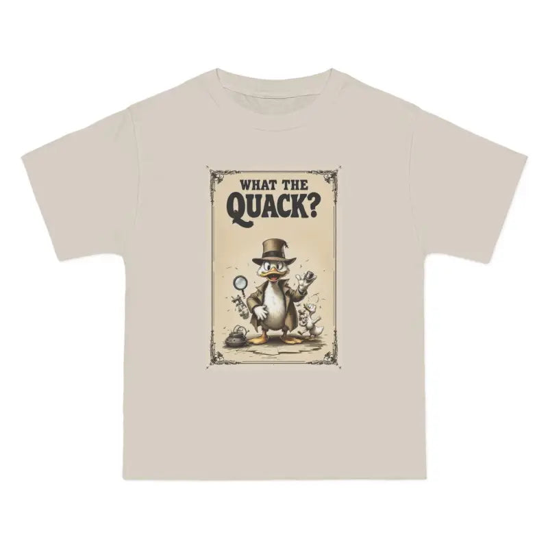 Beige T-shirt featuring cartoon duck detective graphic from Cartoon Duck Detective T Shirt Collection