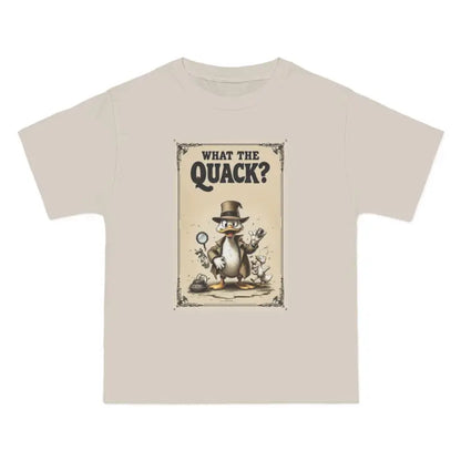 Beige T-shirt featuring cartoon duck detective graphic from Cartoon Duck Detective T Shirt Collection