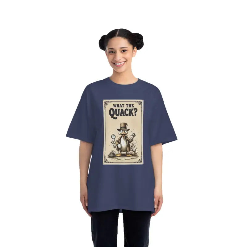Navy blue Cartoon Duck Detective T-shirt from the collection featuring playful design