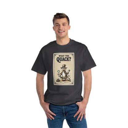 Gray t-shirt featuring What the Quack design from Cartoon Duck Detective T Shirt Collection