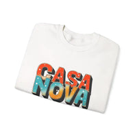 White short-sleeved T-shirt with CASA NOVA colorful lettering for Casa Nova Crewneck Top