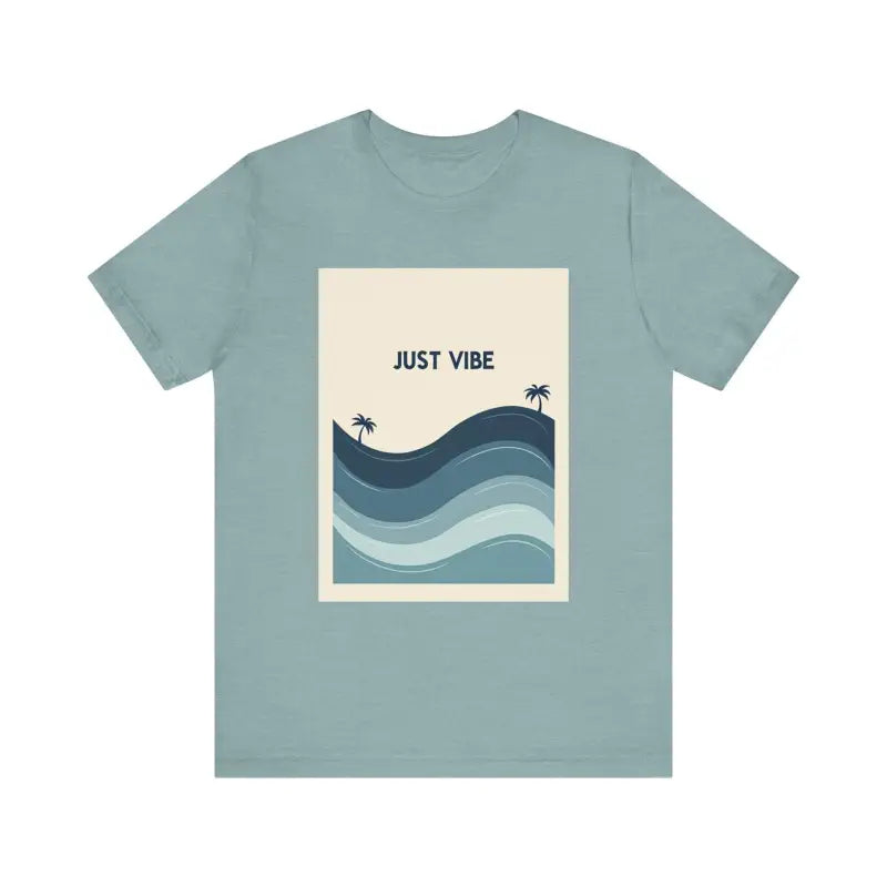 Blue t-shirt featuring a beachy graphic, Casual Ride the Waves Beach T Shirt