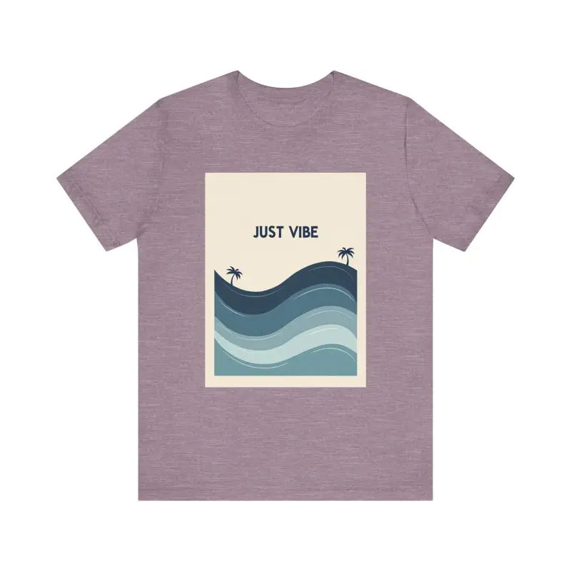 Mauve Casual Ride the Waves Beach T Shirt with beachy graphic design for summer style