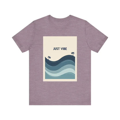 Mauve Casual Ride the Waves Beach T Shirt with beachy graphic design for summer style