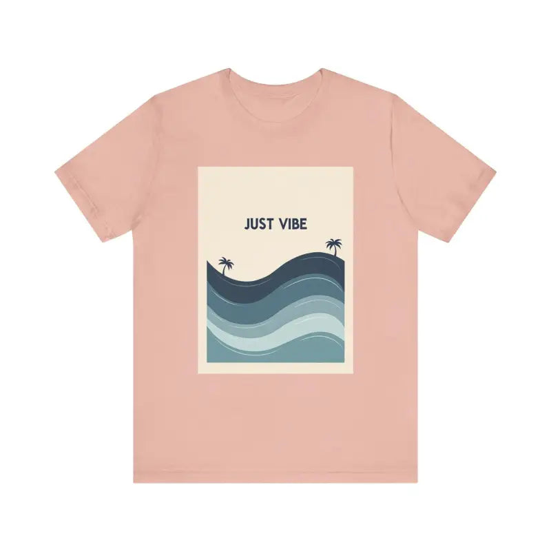 Pink t-shirt featuring a beach graphic from the Casual Ride the Waves collection