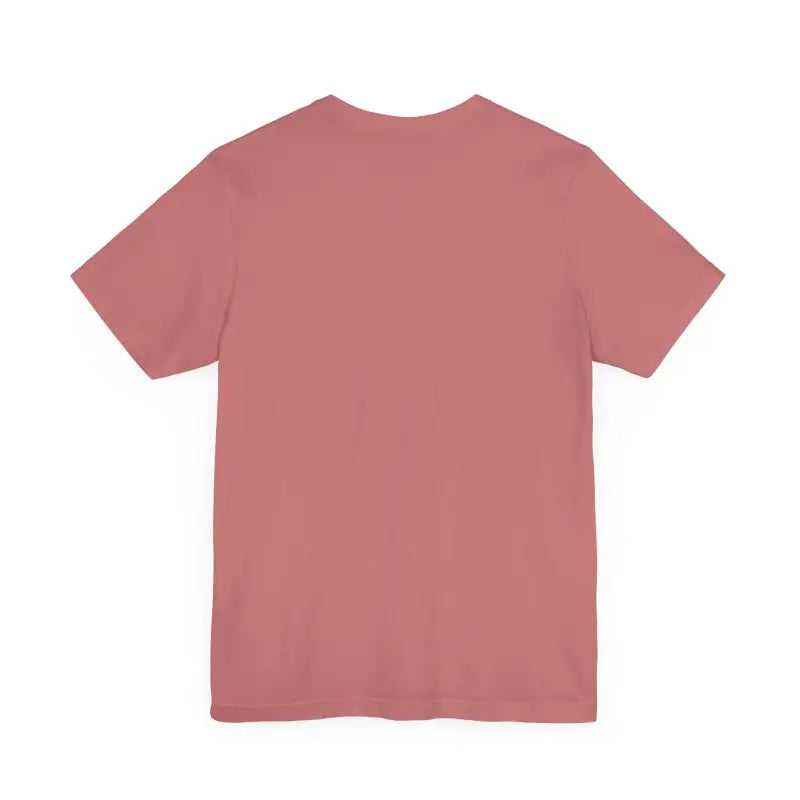 Rose-colored Casual Ride the Waves Beach T Shirt displayed on a hanger
