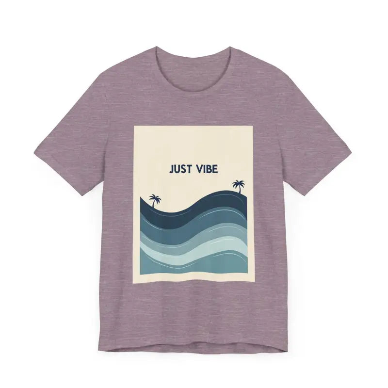 Mauve Casual Ride the Waves Beach T Shirt featuring a vibrant beach graphic