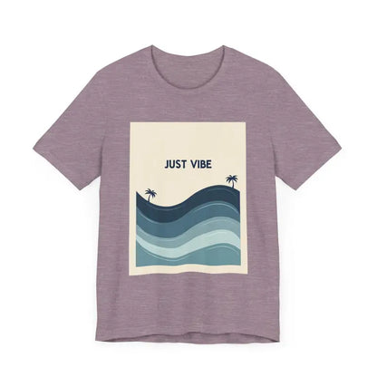 Mauve Casual Ride the Waves Beach T Shirt featuring a vibrant beach graphic