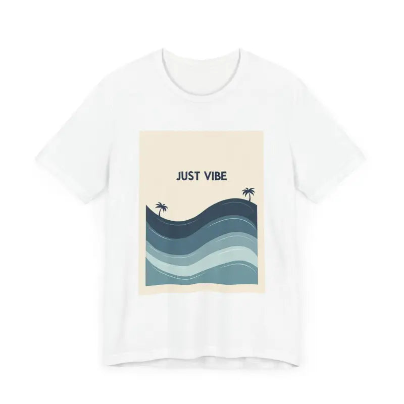 White Casual Ride the Waves Beach T Shirt featuring Just Vibe graphic design