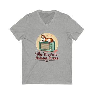 Cat Lover V Neck T Shirt Collection My Favorite Animal Purrs Tee for Feline Fans - Ocean State Styles