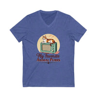 Cat Lover V Neck T Shirt Collection My Favorite Animal Purrs Tee for Feline Fans - Ocean State Styles