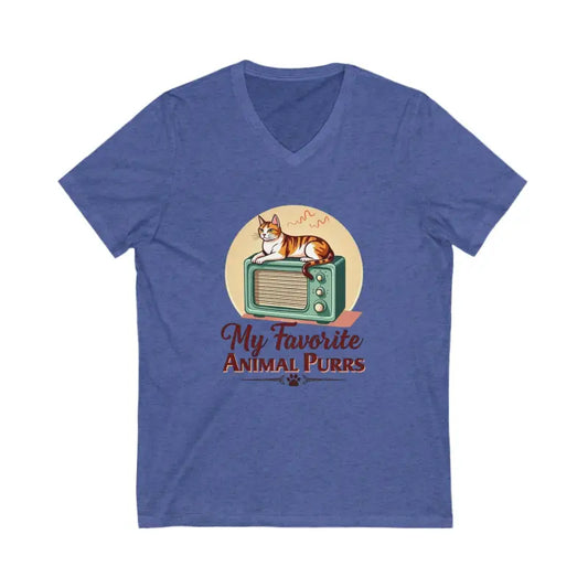 Cat Lover V Neck T Shirt Collection My Favorite Animal Purrs Tee for Feline Fans - Ocean State Styles