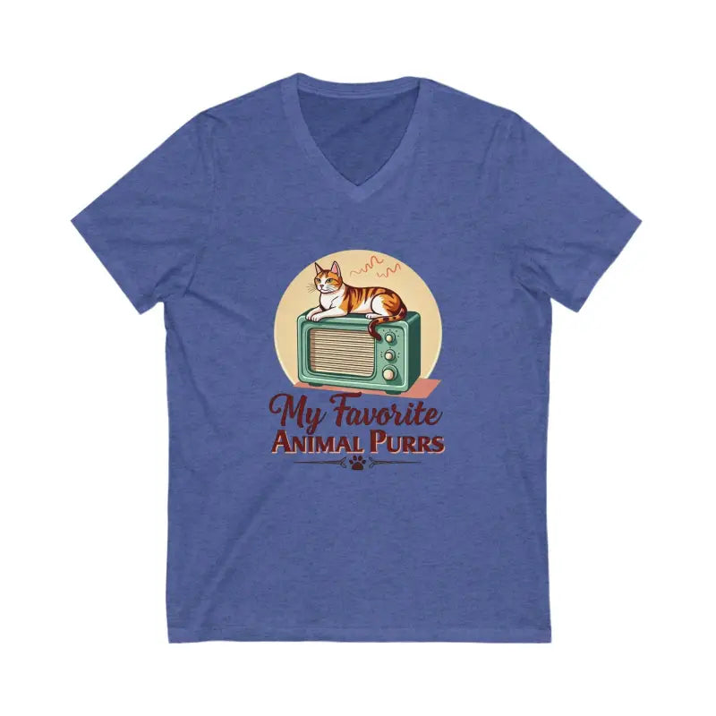 Cat Lover V Neck T Shirt Collection My Favorite Animal Purrs Tee for Feline Fans - Ocean State Styles