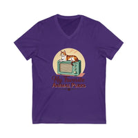 Cat Lover V Neck T Shirt Collection My Favorite Animal Purrs Tee for Feline Fans - Ocean State Styles