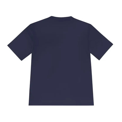 Navy blue Catch of the Day Unisex Moisture Wicking Fishing Tee displayed on a mannequin