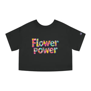 Black Champion Flower Power cropped T shirt with colorful floral print design