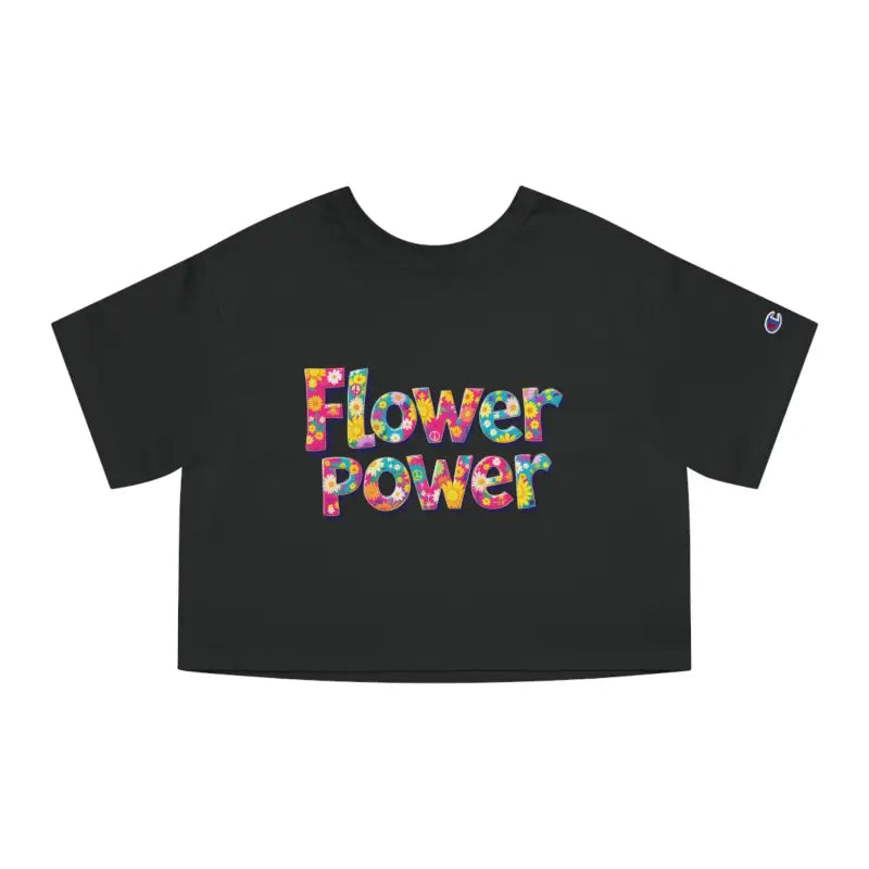 Black Champion Flower Power cropped T shirt with colorful floral print design