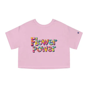 Light pink cropped T-shirt with floral Flower Power graphic from Champion