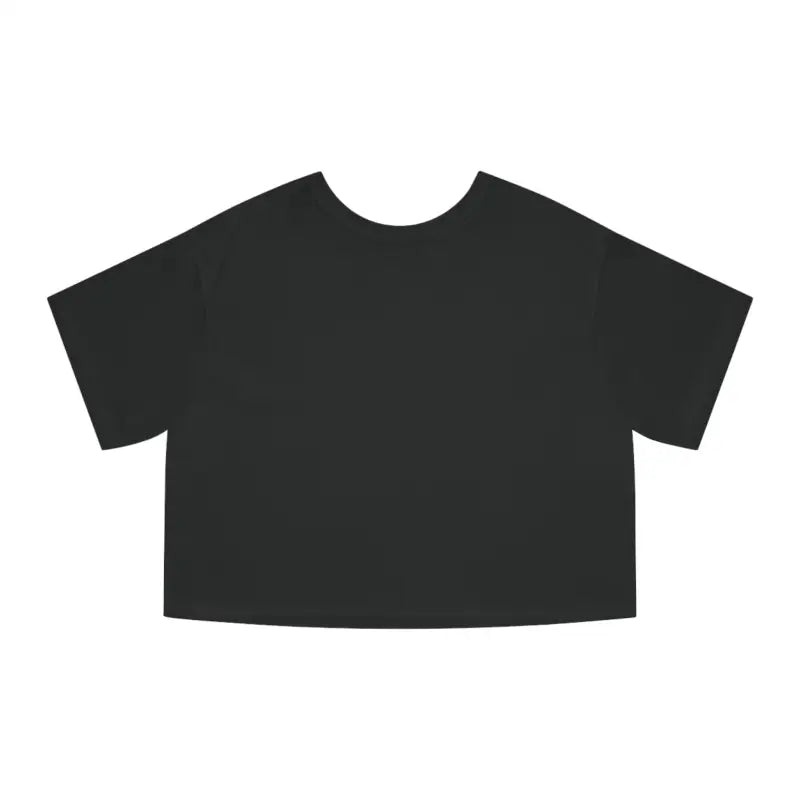 Black short-sleeved crop top with wide shallow neckline from Champion Flower Power collection