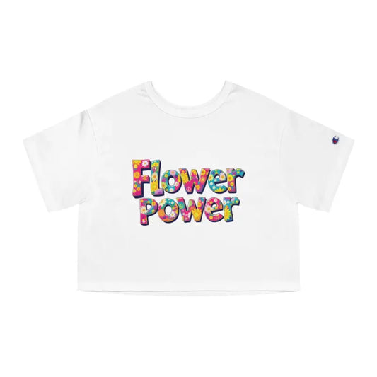 Black Champion Flower Power cropped T shirt with colorful floral print design
