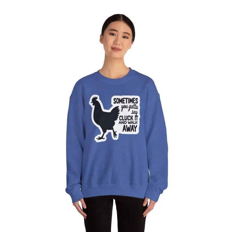 Chicken Graphic Sweatshirt in Blue Gray and Antique Cherry Red - Ocean State Styles