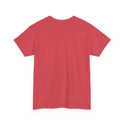 Red Chicken Lady Heavy Cotton Unisex T-Shirt displayed on a clean white background