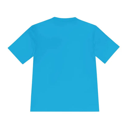 Blue Chicken Lover Unisex Spork Tek Tee for Active Pet Owners displayed on a hanger
