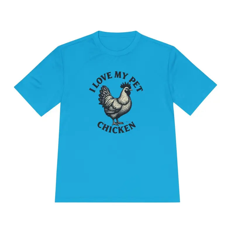 Blue Chicken Lover Unisex Spork Tek Tee for Active Pet Owners with chicken graphic