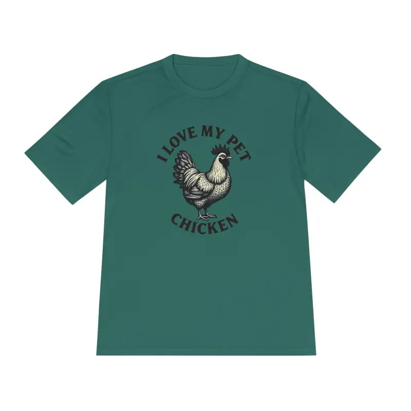 Green Chicken Lover Unisex Spork Tek Tee for Active Pet Owners featuring chicken graphic