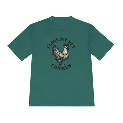 Green Chicken Lover Unisex Spork Tek Tee for Active Pet Owners featuring chicken graphic