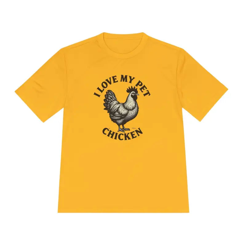 Yellow Chicken Lover Unisex Spork Tek Tee designed for active pet owners