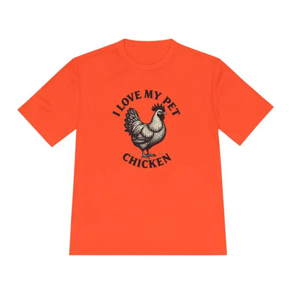 Orange Chicken Lover Unisex Spork Tek Tee featuring a chicken graphic for active pet owners