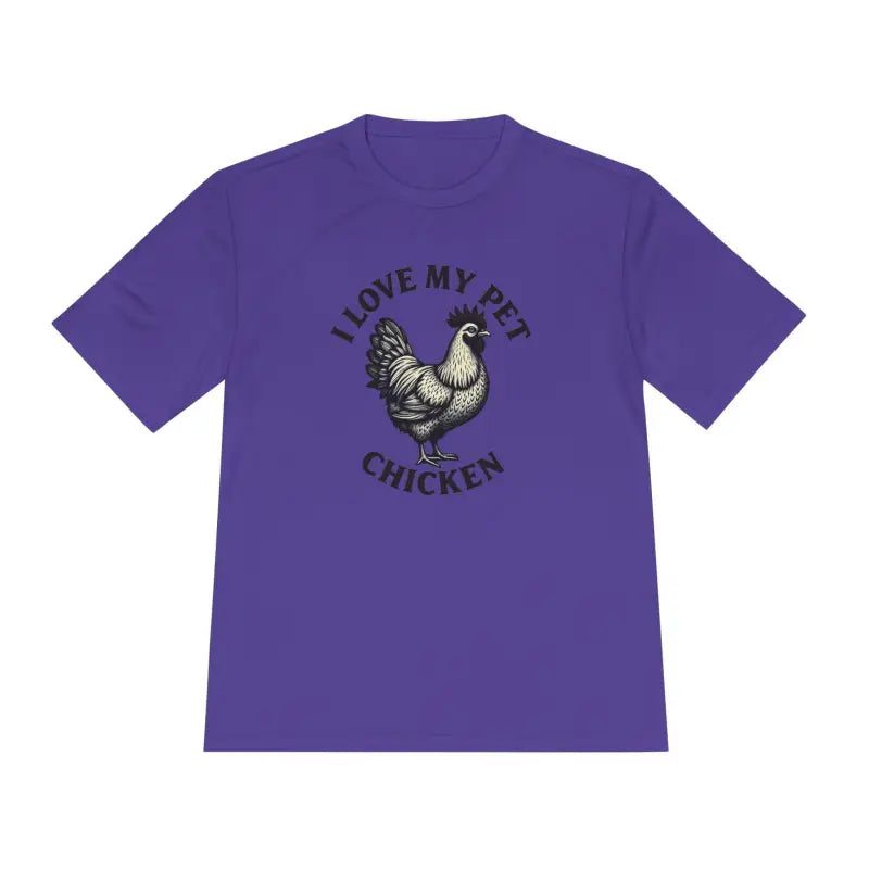 Purple Chicken Lover Unisex Spork Tek Tee designed for active pet owners