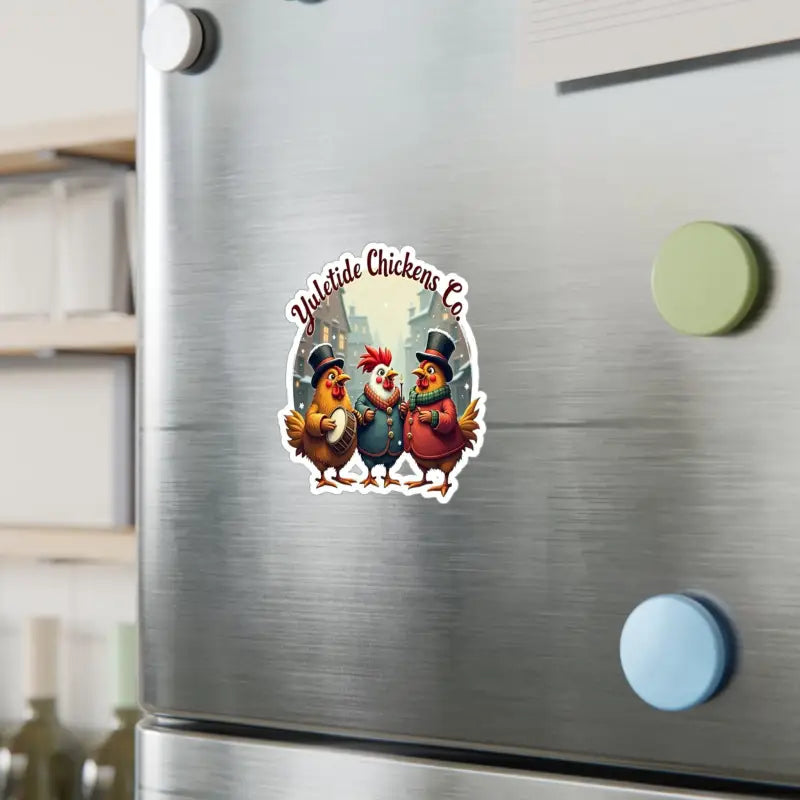 Yuletide Chickens Co. sticker featured on Chicken Themed Magnet and Vinyl Decal by Violetide
