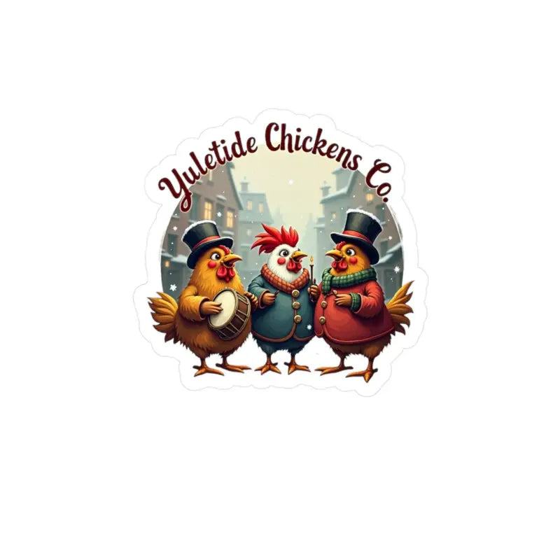 Yuletide Chickens Co. sticker on Chicken Themed Magnet and Vinyl Decal by Violetide