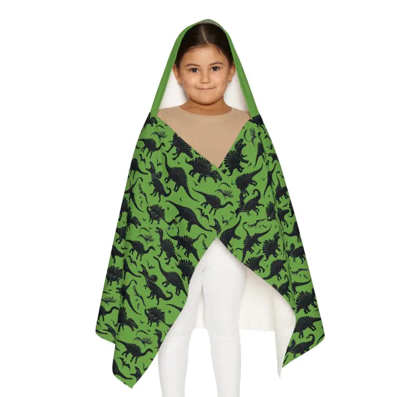 Child Hooded Dinosaur Towel White and Green - Ocean State Styles