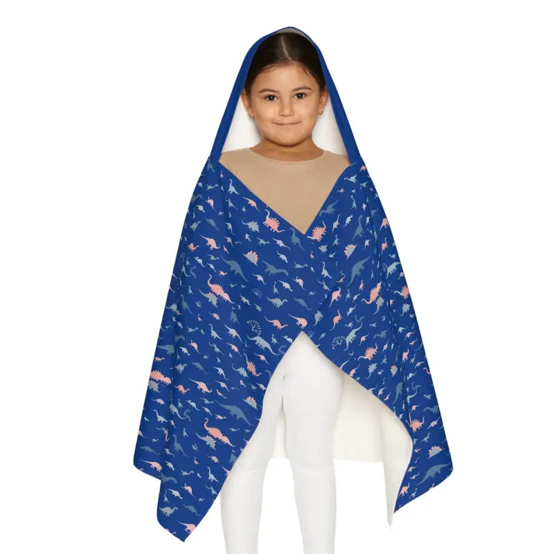 Child Hooded Dinosaur Towel with Blue Trim for Kids - Ocean State Styles