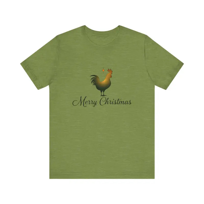 Olive green Christmas Chicken Short Sleeve Tee displayed on a neutral background