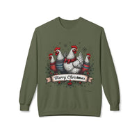 Christmas Chickens Fleece Sweatshirt for Holiday Cheer - Ocean State Styles