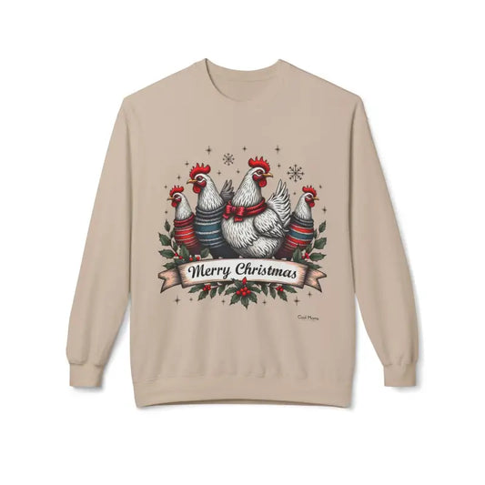 Christmas Chickens Fleece Sweatshirt for Holiday Cheer - Ocean State Styles