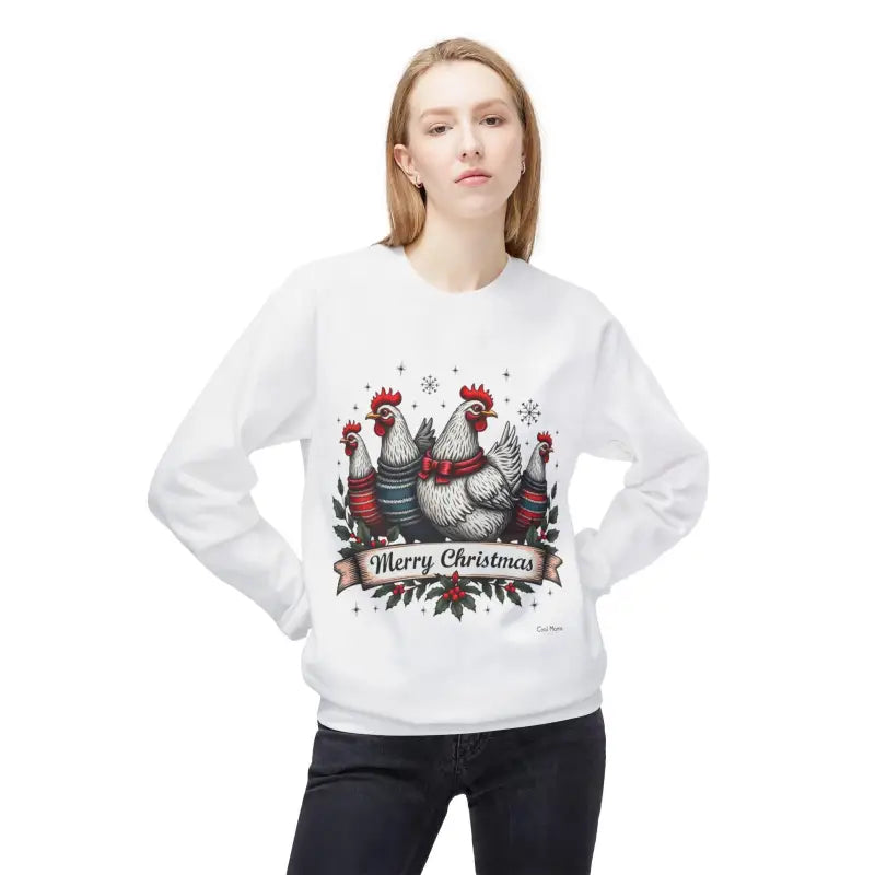 Christmas Chickens Fleece Sweatshirt for Holiday Cheer - Ocean State Styles