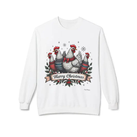 Christmas Chickens Fleece Sweatshirt for Holiday Cheer - Ocean State Styles